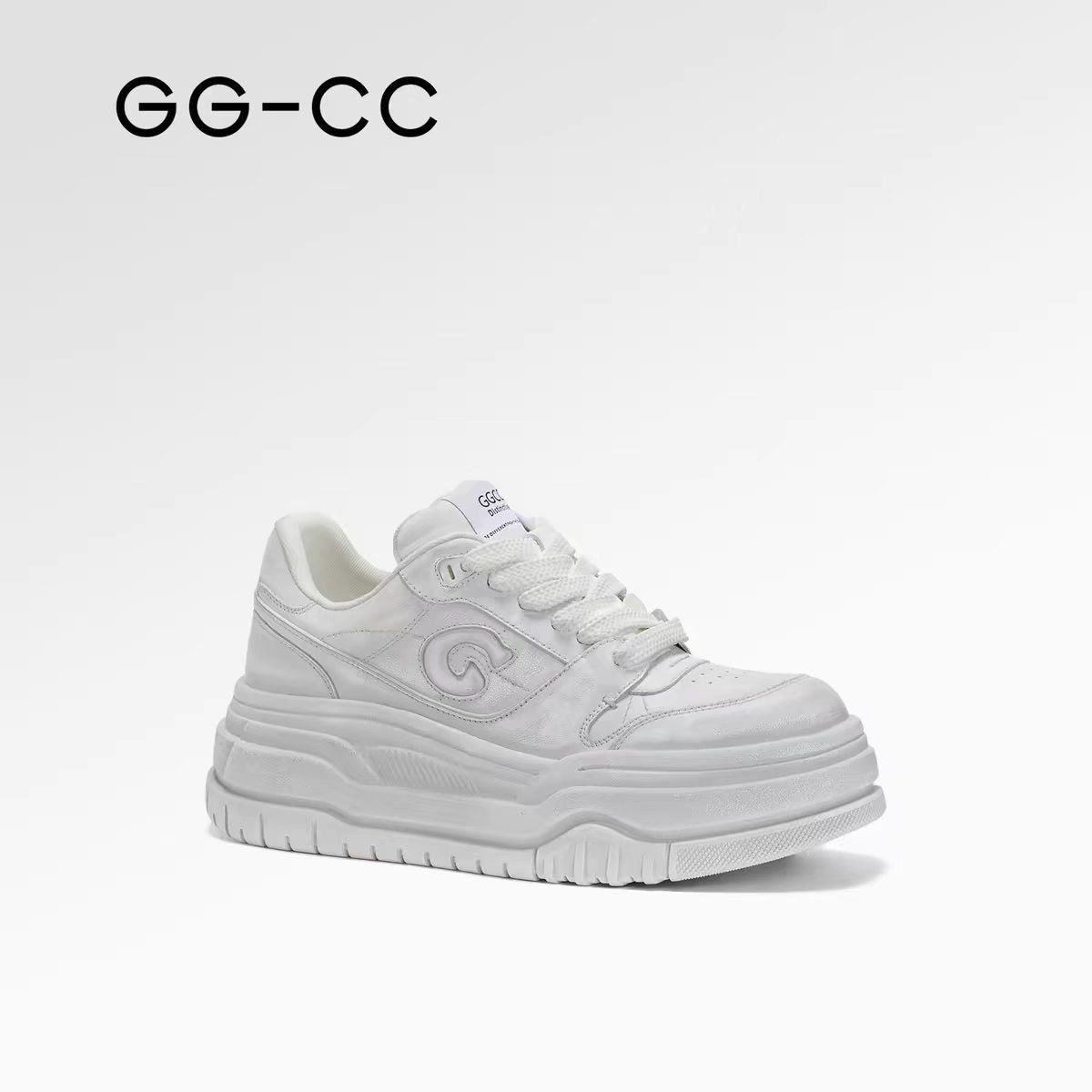 GG-CC City Agent Spring New Thick-Soled Sneakers Women's Distressed Height-Increasing White Sneakers