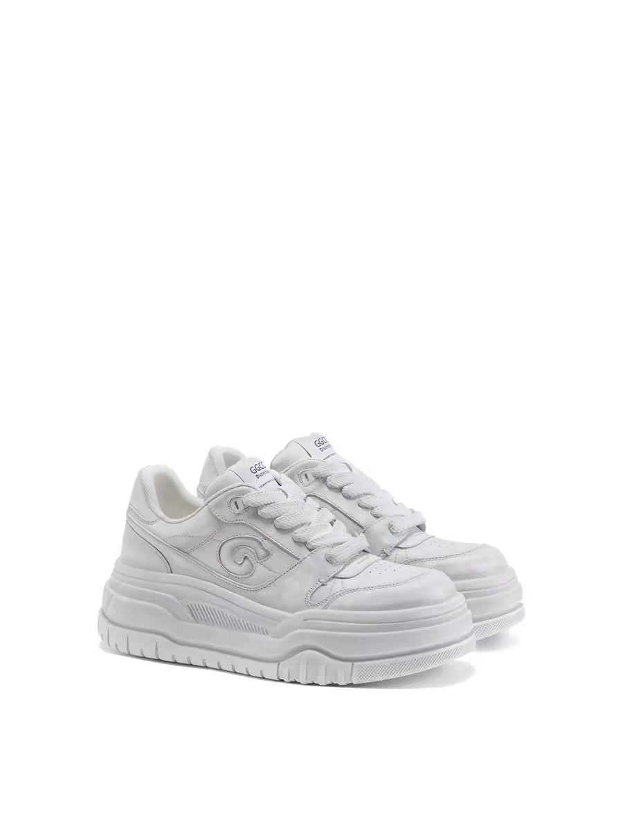 GG-CC City Agent Spring New Thick-Soled Sneakers Women's Distressed Height-Increasing White Sneakers