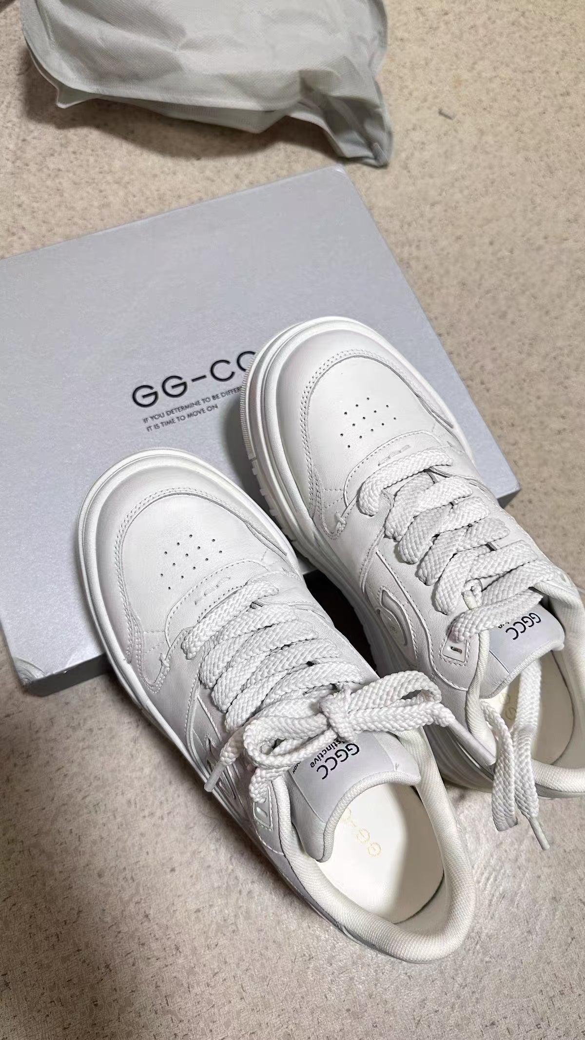 GG-CC City Agent Spring New Thick-Soled Sneakers Women's Distressed Height-Increasing White Sneakers