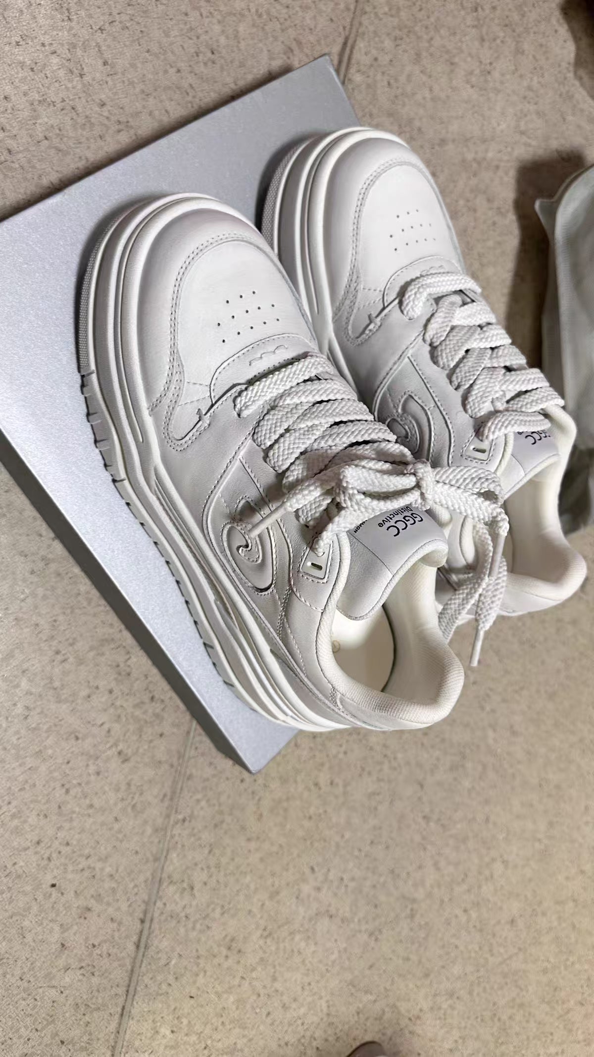 GG-CC City Agent Spring New Thick-Soled Sneakers Women's Distressed Height-Increasing White Sneakers